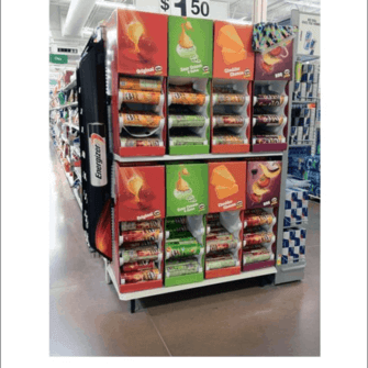 Pringles: Gravity feed display