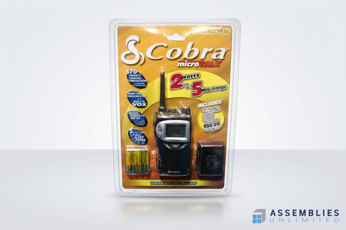 Cobra Microtalk Clamshell Packaging Walkie Talkie