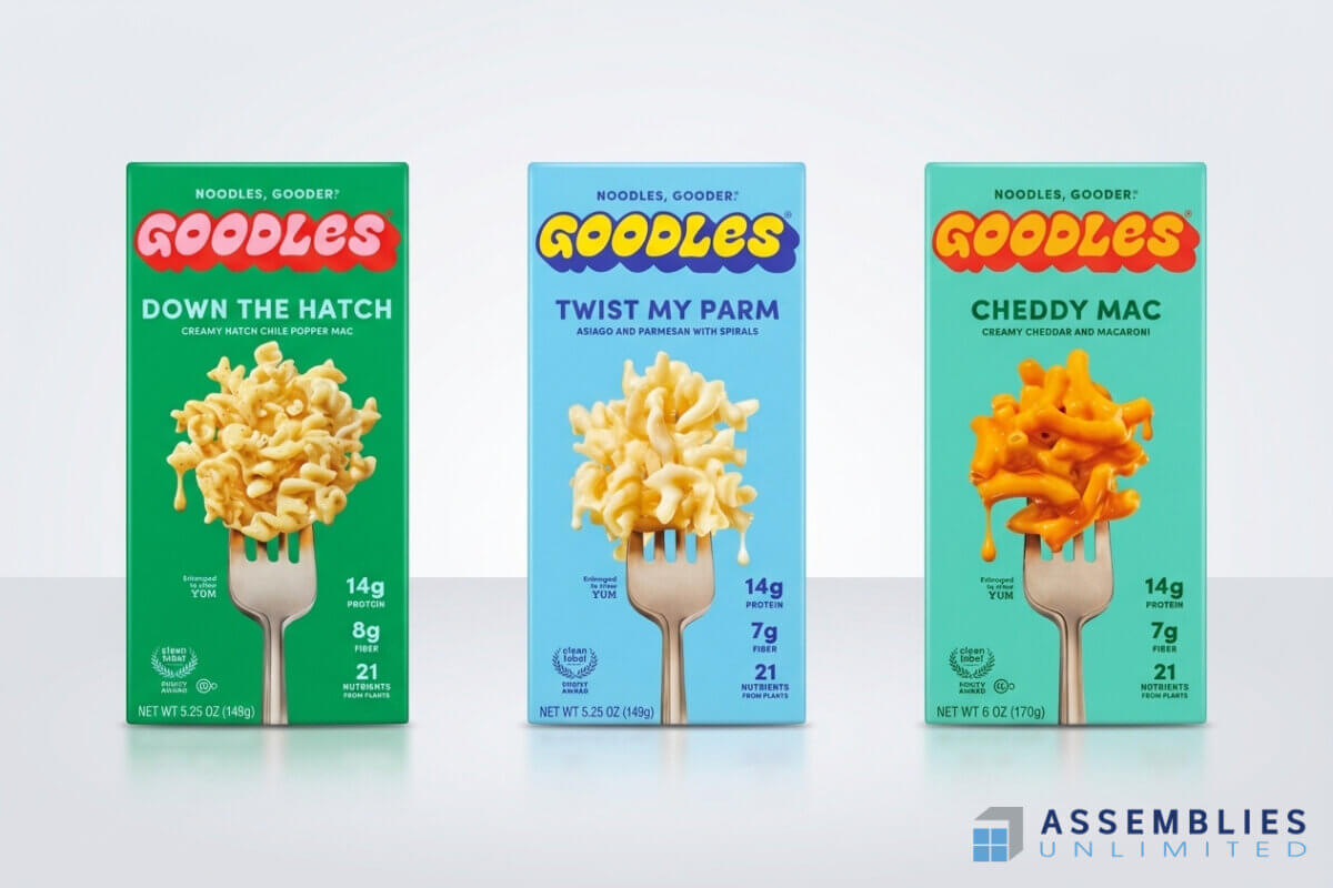 Goodles Mac N Cheese Cartoning Packaging