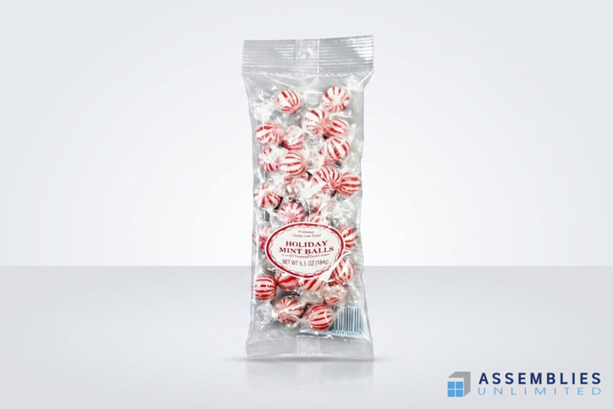 Holiday Mint Balls Bagging Packaging