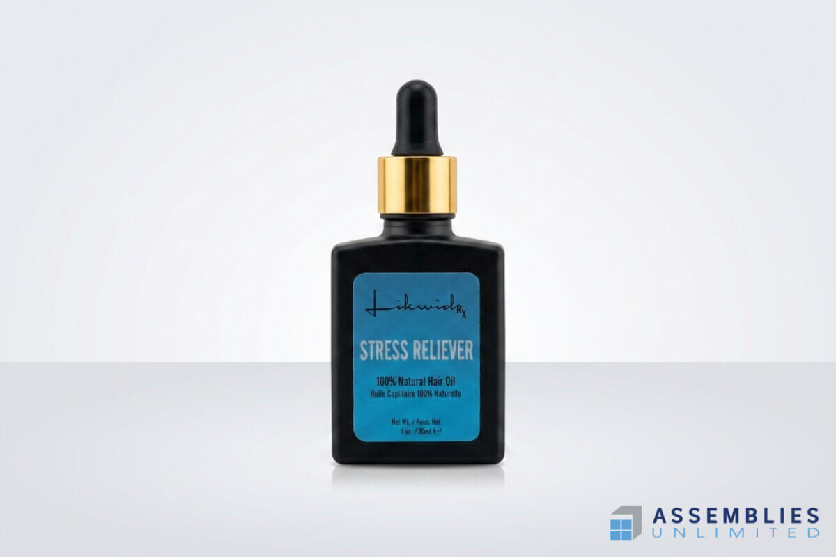 Likwidrx Stress Reliever Hair Oil Bottle Fill Packaging