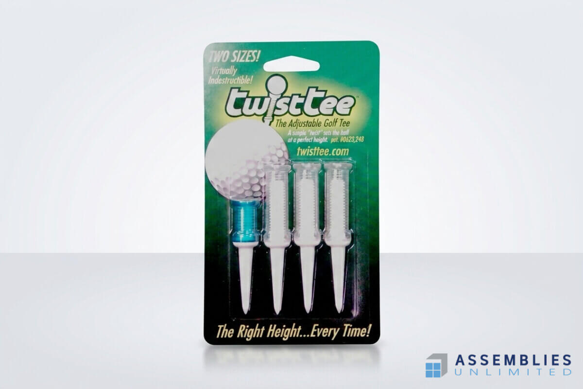 Twist Tee Adjustable Golf Tee Blister Packaging