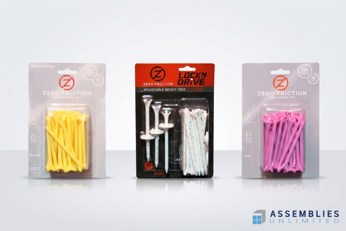 Zero Friction Golf Tees Blister Packaging