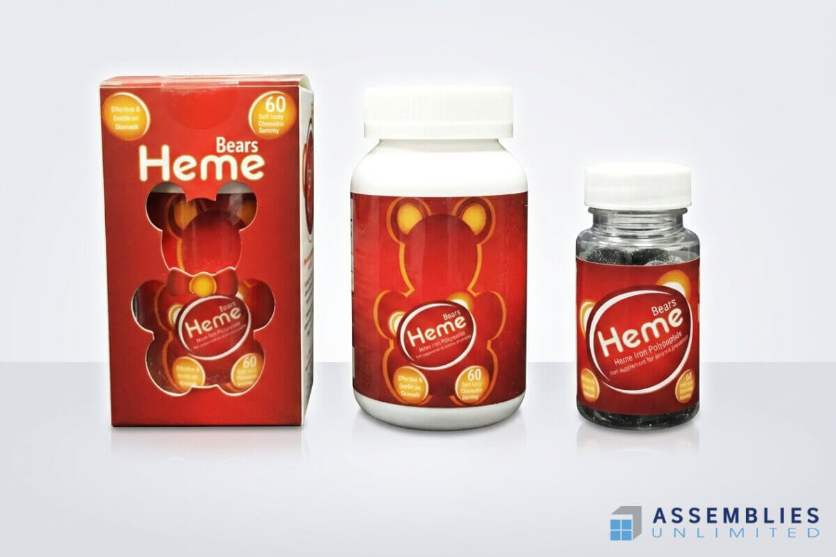 Gummy Bear Heme Iron Supplement Bottle