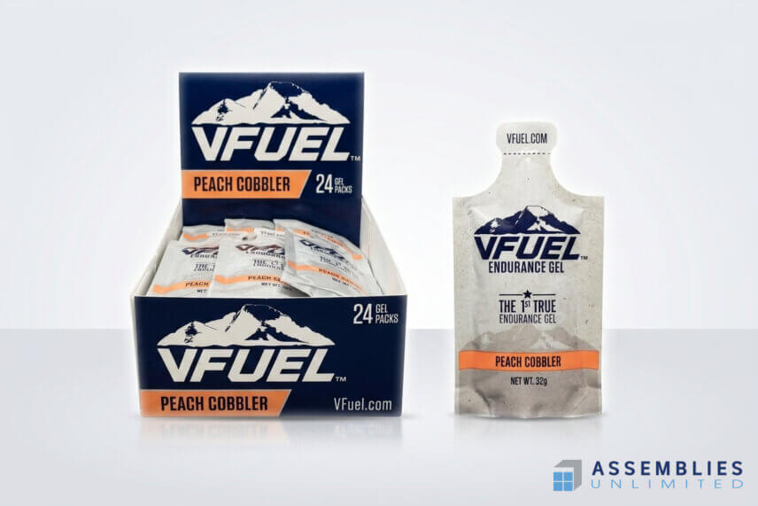 Vfuel Peach Cobbler Gel Pouch Supplement Packaging