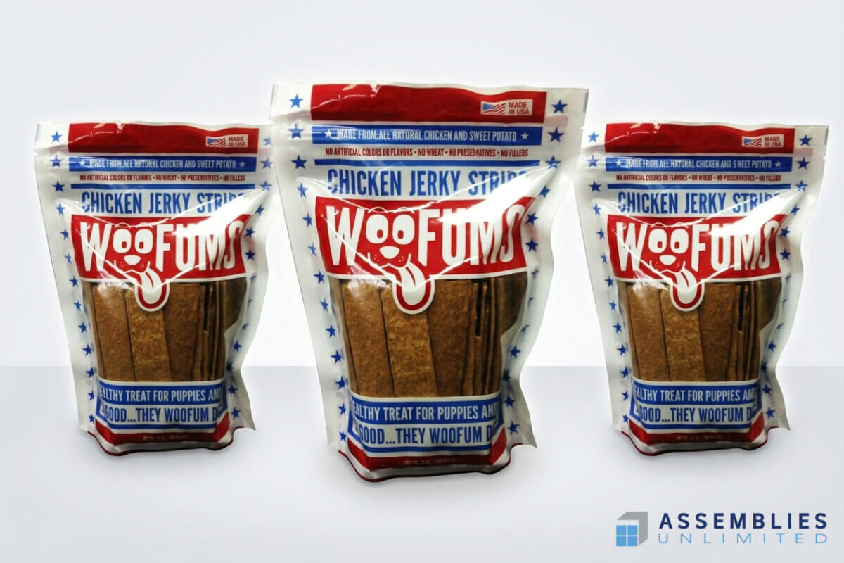 Woofums Chicken Jerky Strips Pouch Powder Filling